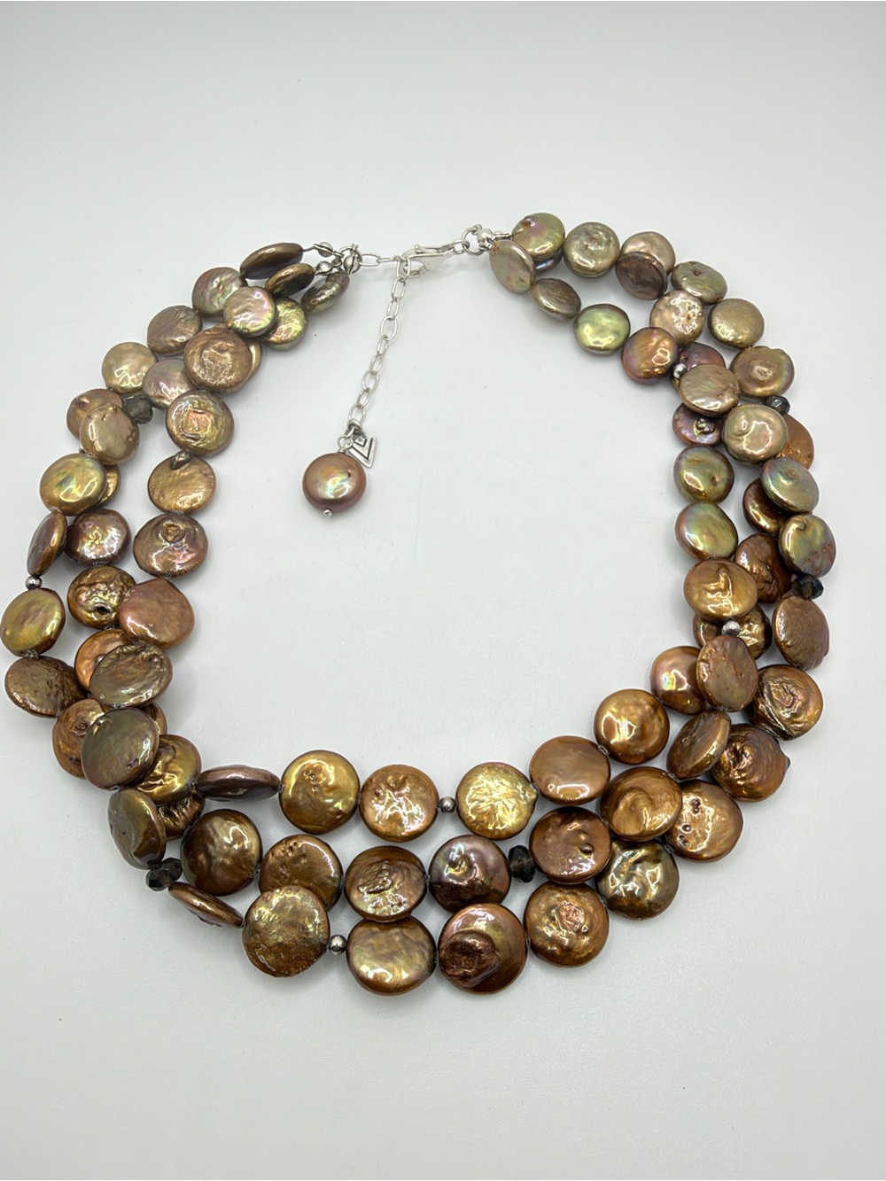 15" + 2" ext RETIRED SILPADA N1717 Bronze Coin Pearl and 925 necklace!